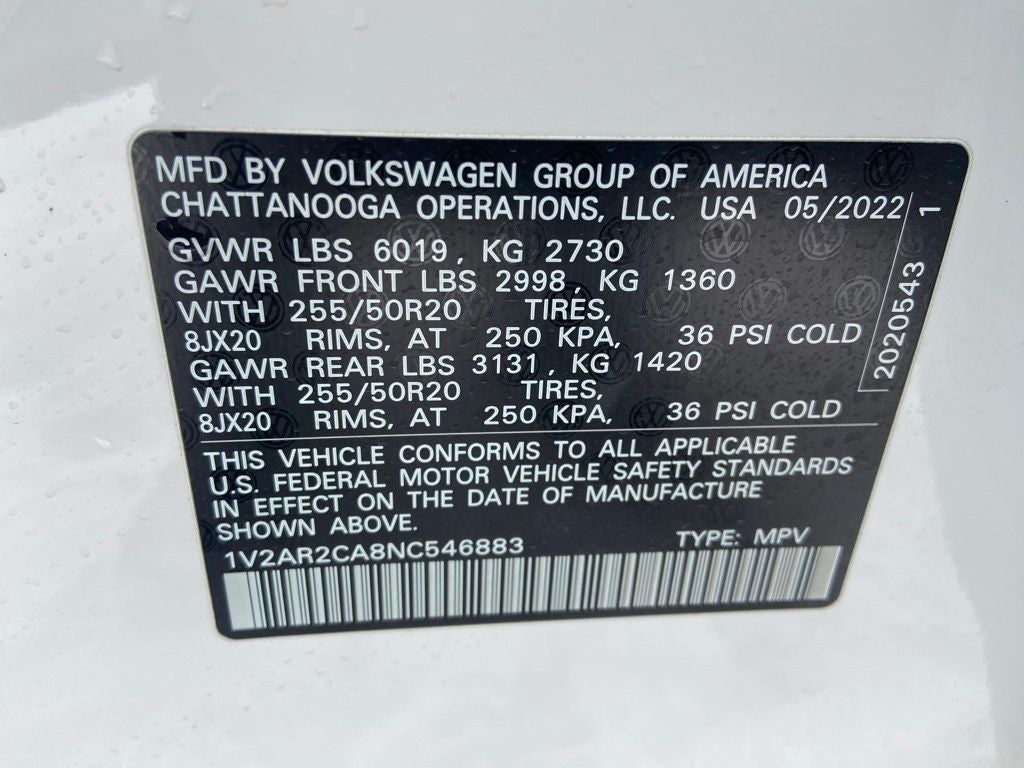 2022 Volkswagen Atlas 3.6L V6 SEL R-Line