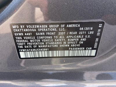2018 Volkswagen Passat 2.0T SEL Premium Company Car Only 3000 Miles