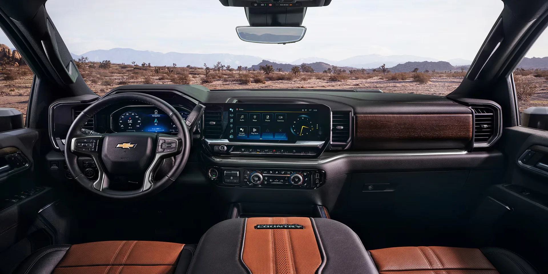 Interior view of the Chevy Silverado EV dashboard