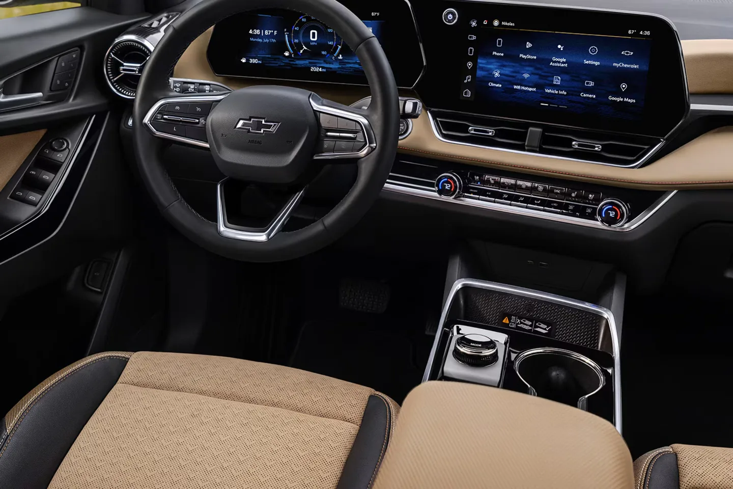 Interior view of the Chevy Equinox dashboard and infotainment system