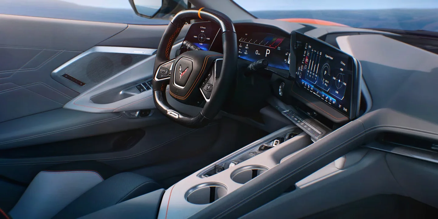 Interior view of the Corvette Z06 cockpit